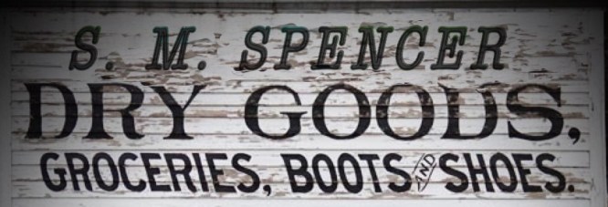 Dry goods, groceries, Hats & Caps, Boots & Shoes, AND Yankee Notions, Spencer Dry Goods, Plum Grove, Kansas Starchus M. Spencer, prop.