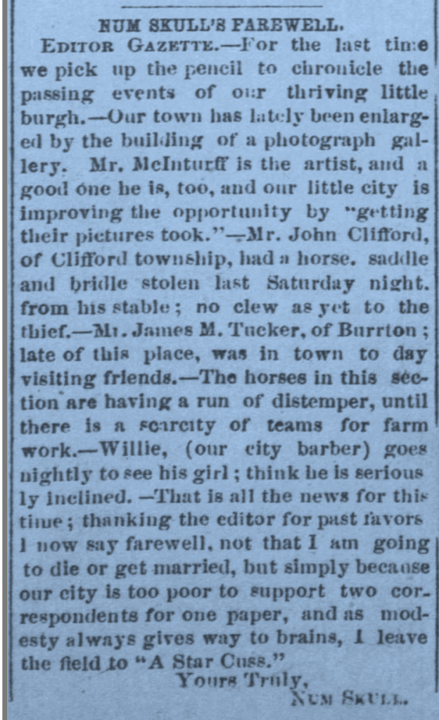 Peabody Gazette April 28, 1879