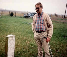 Lyman visiting grave of his namesake.